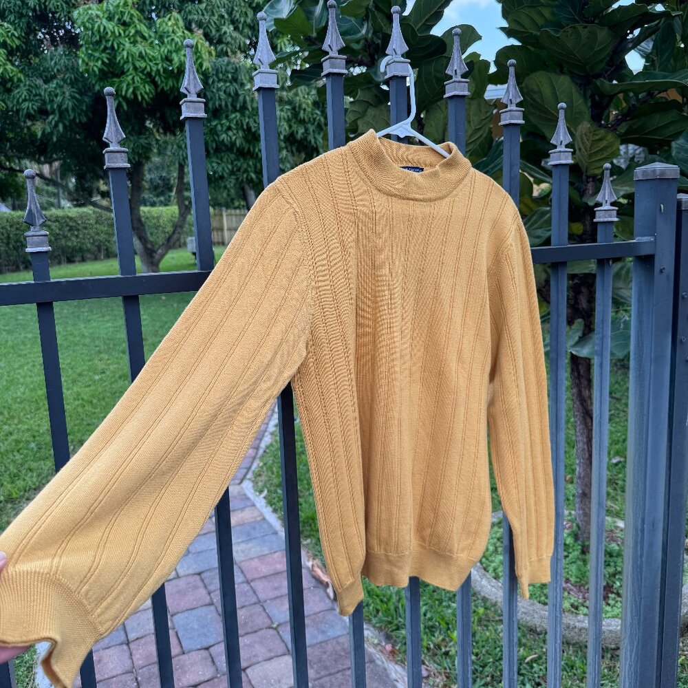 100% Merino Wool Yellow Mock Neck Sweater